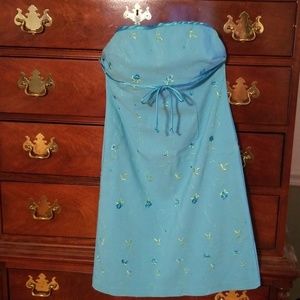 Blue flower print dress